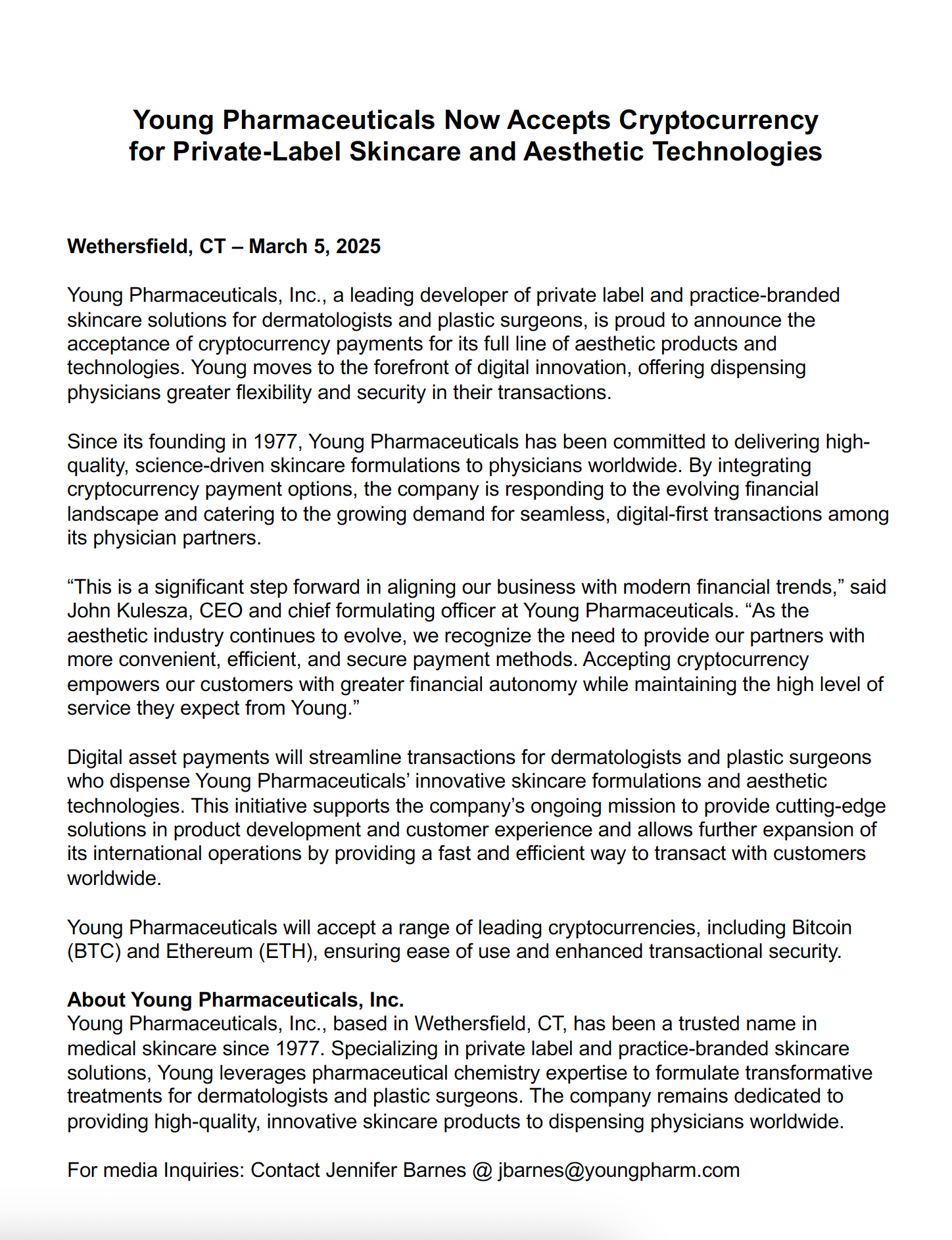 Young Crypto Press release